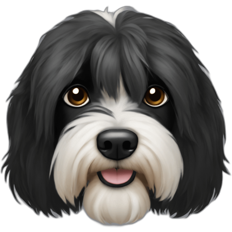 Tibetan terrier face black fur emoji