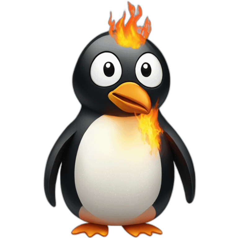 Penguin fire emoji