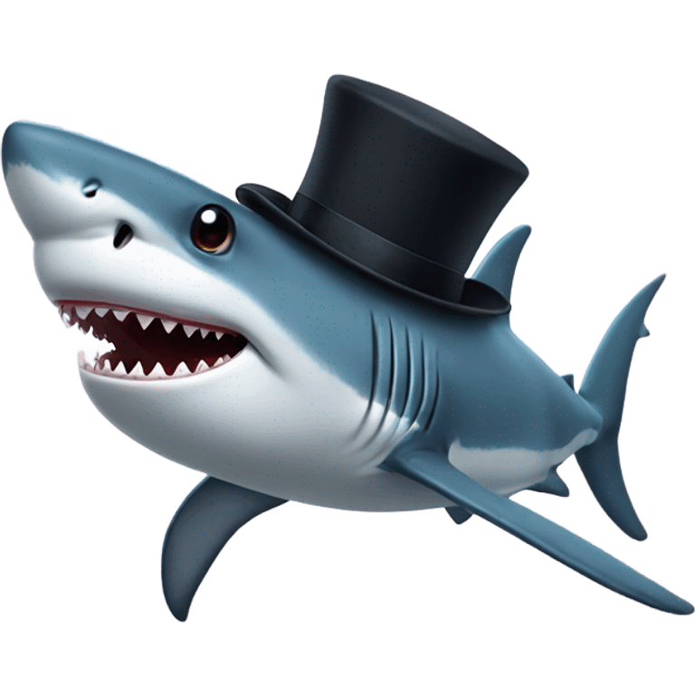 Shark with a top hat emoji