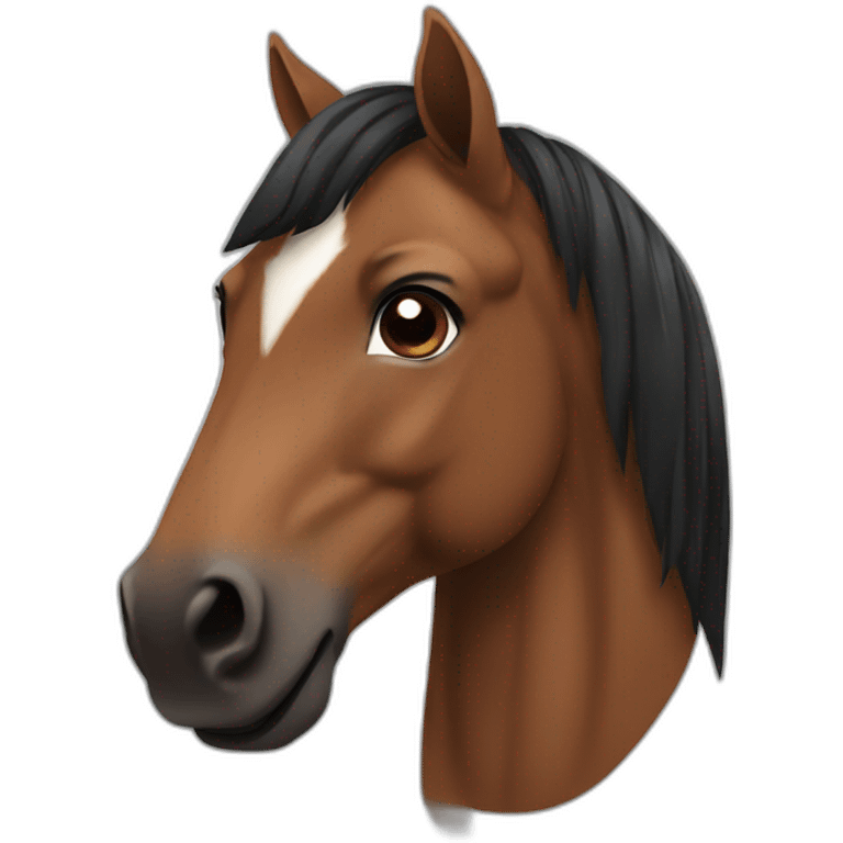 Brown horse with black hairs From the front emoji