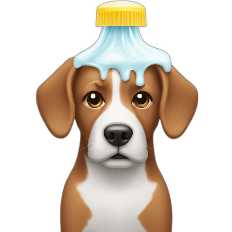 dog and shampoo foam on head emoji