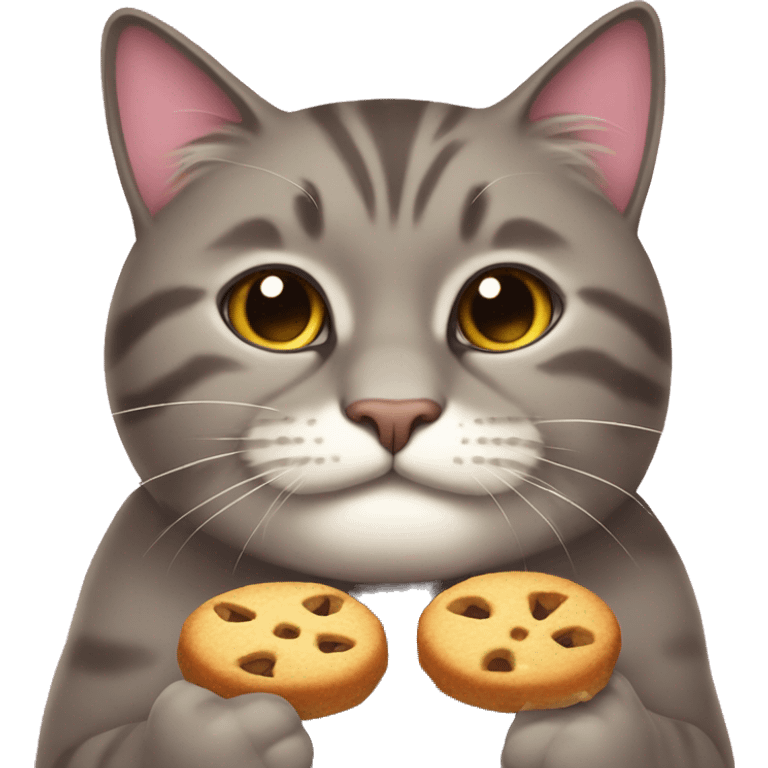 Big fat cat eating treats emoji