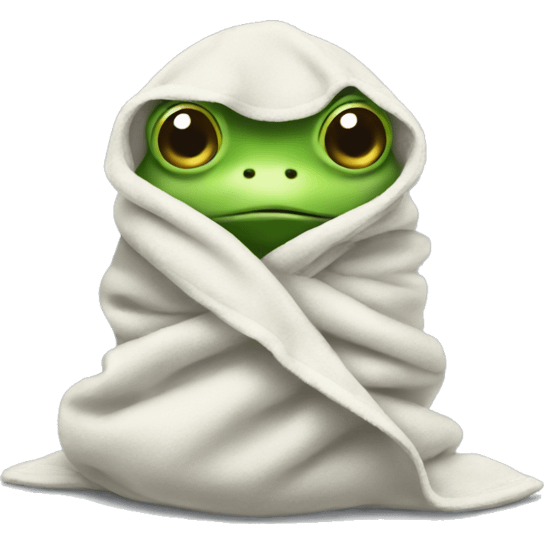 Baby frog wrapped in a towel emoji