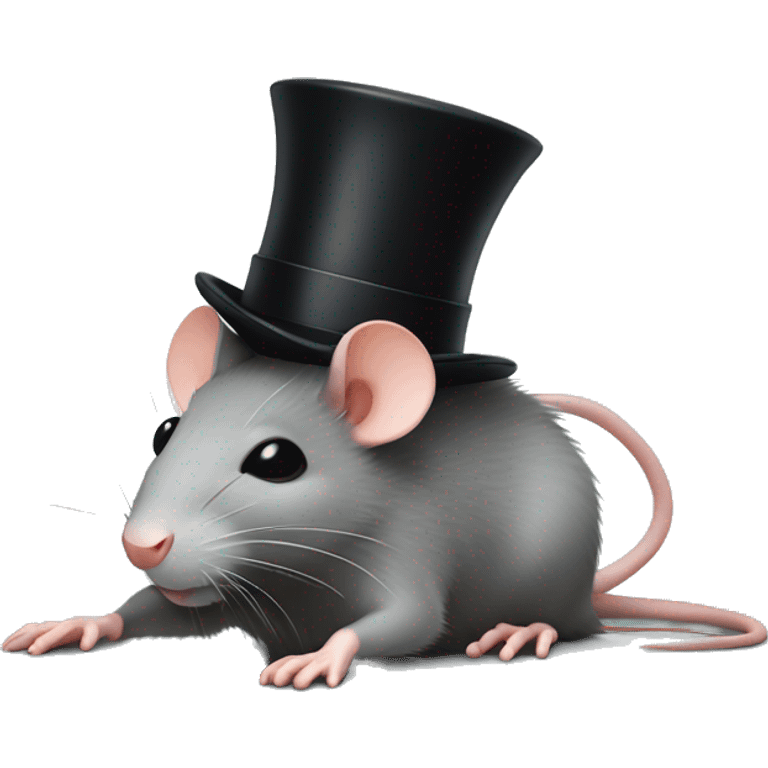 Rat with a top hat and is laying on the ground sleeping emoji