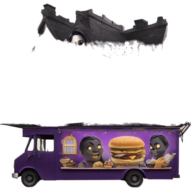 Realized Wednesday Addams haunted dream house on food truck  emoji