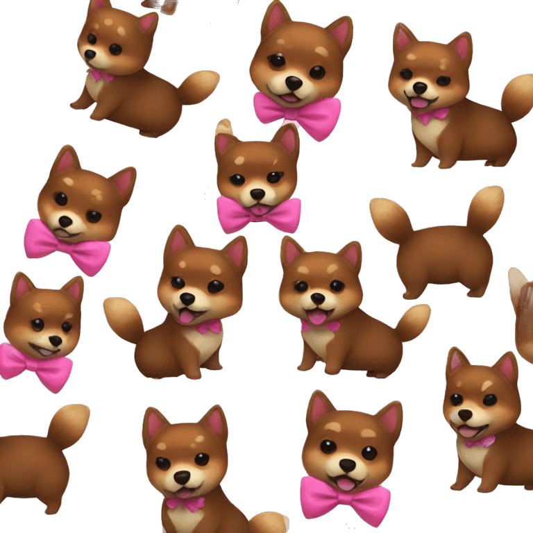 dark brown Shiba Inu with pink bow emoji