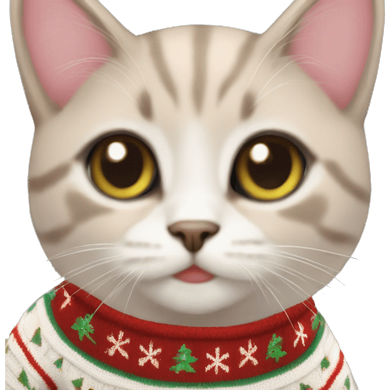 aesthetic kitten in christmas sweater emoji