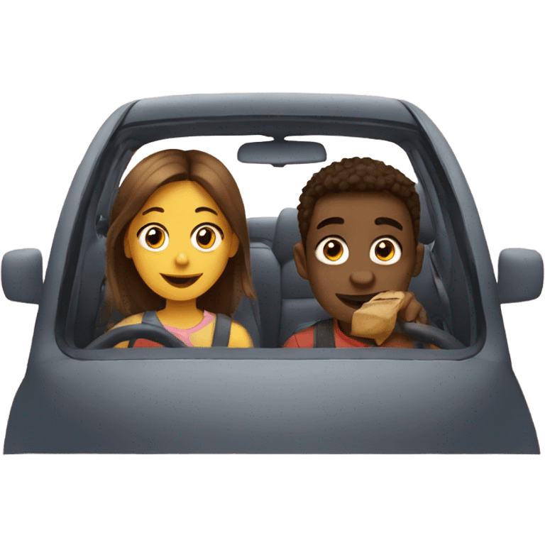 siblings on car ride emoji