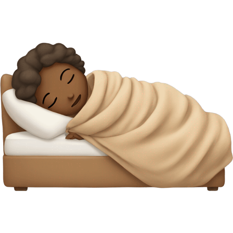 A girl sleeps in a beige blanket emoji