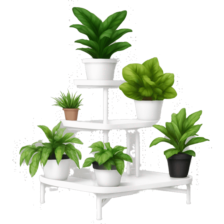 White three tier plant stand with plants  emoji