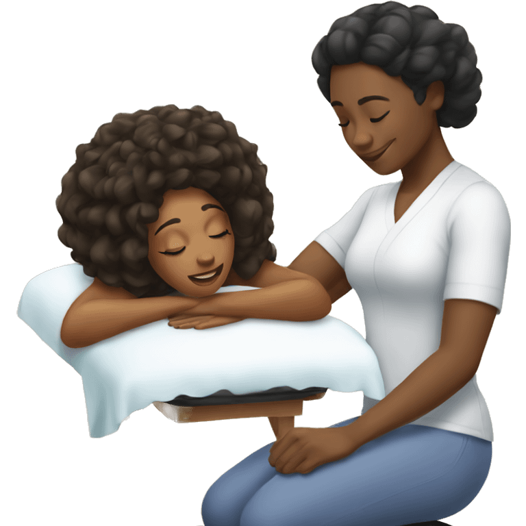 Pretty Black woman getting massage emoji