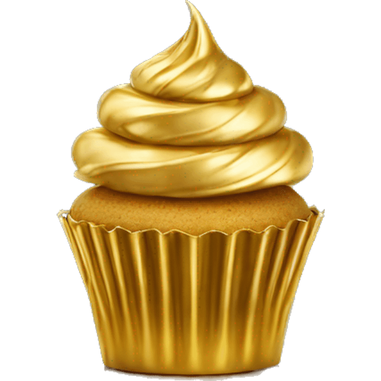 Realistic metallic gold cupcake stand isolated  emoji