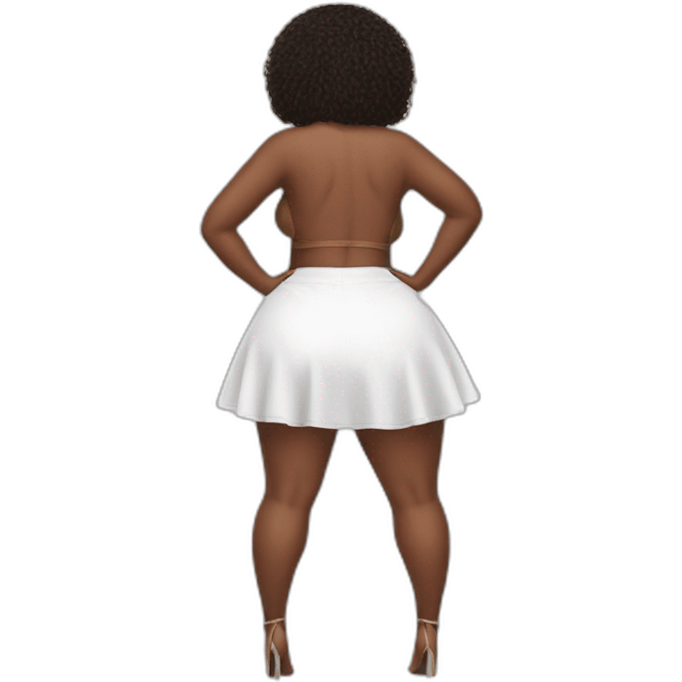 full-body-curvy-beauty-in-a-short-wide-skirt-hurricane-white-knickers rear view emoji