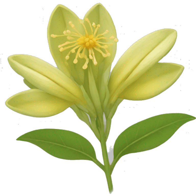 Ashwagandha flower with greenish-yellow petals and a central yellow stamens emojis emoji