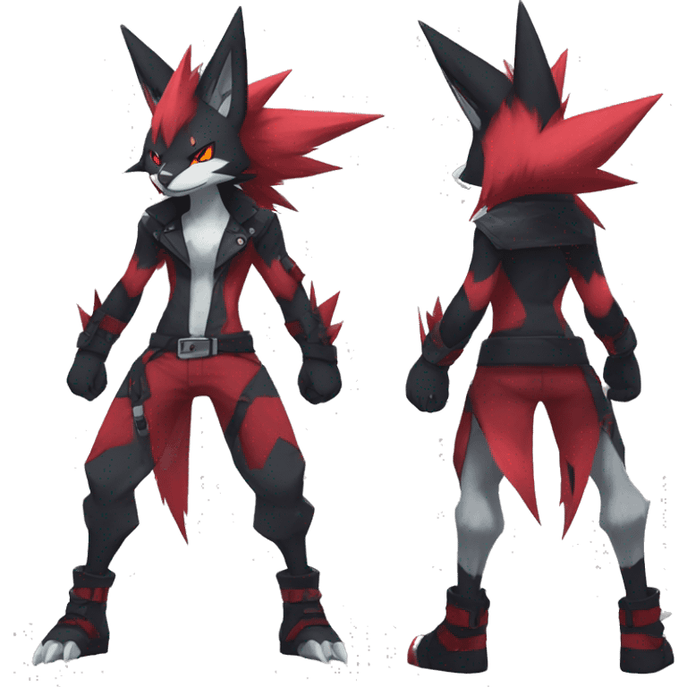 Edgy Cool Anthro Zoroark-Zangoose-Litten Punk Fakemon Full Body emoji