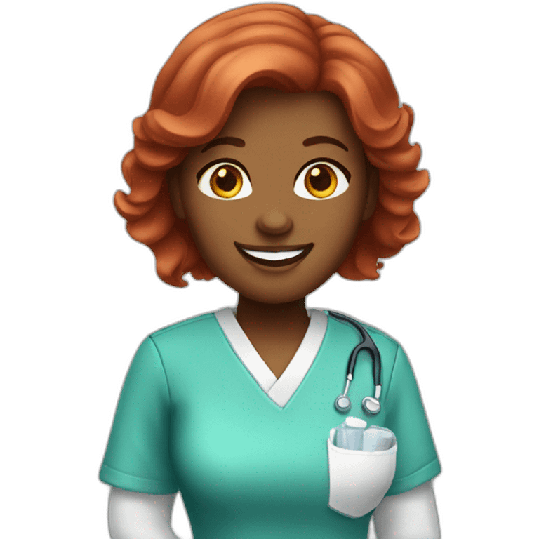 red hair brown skin female dentist emoji