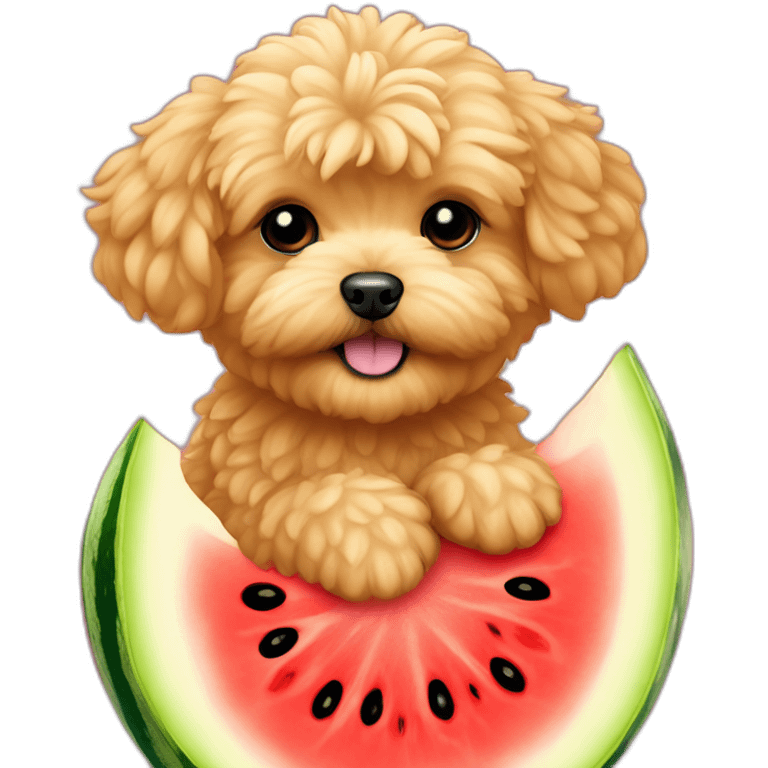 golden maltipoo inside watermelon emoji