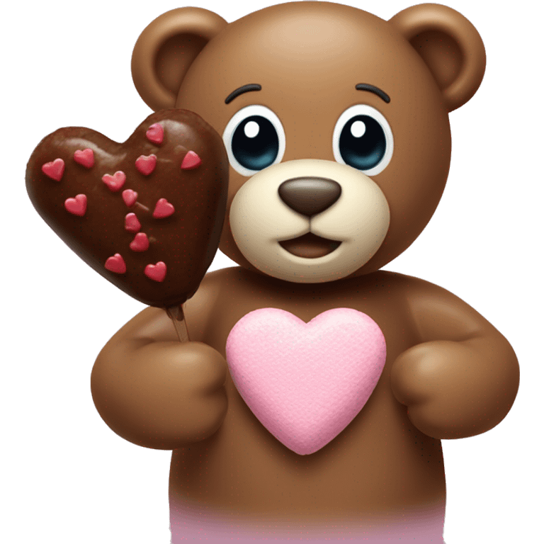 Teddy mit Pralinenschatel Herz in der hand emoji