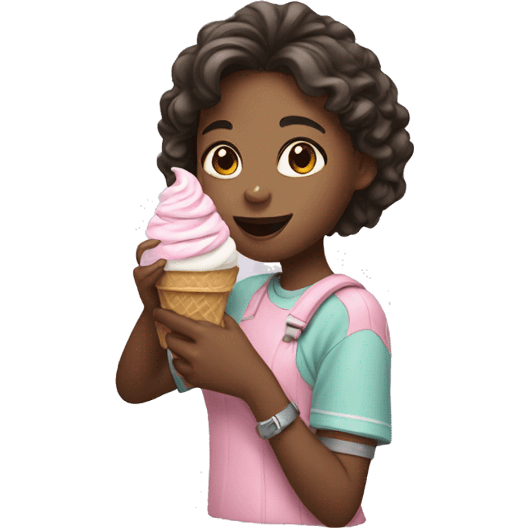 Girl eating ice cream  emoji