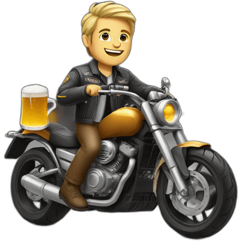 Petr Pavel with beer on motorbike emoji