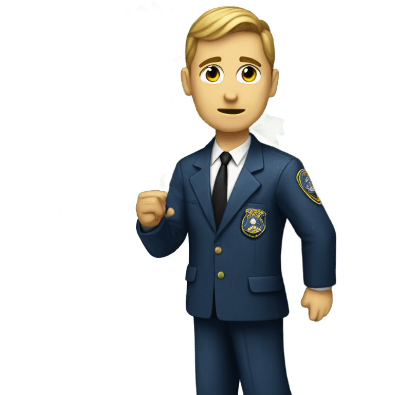 A FBI agent talking to a tree emoji