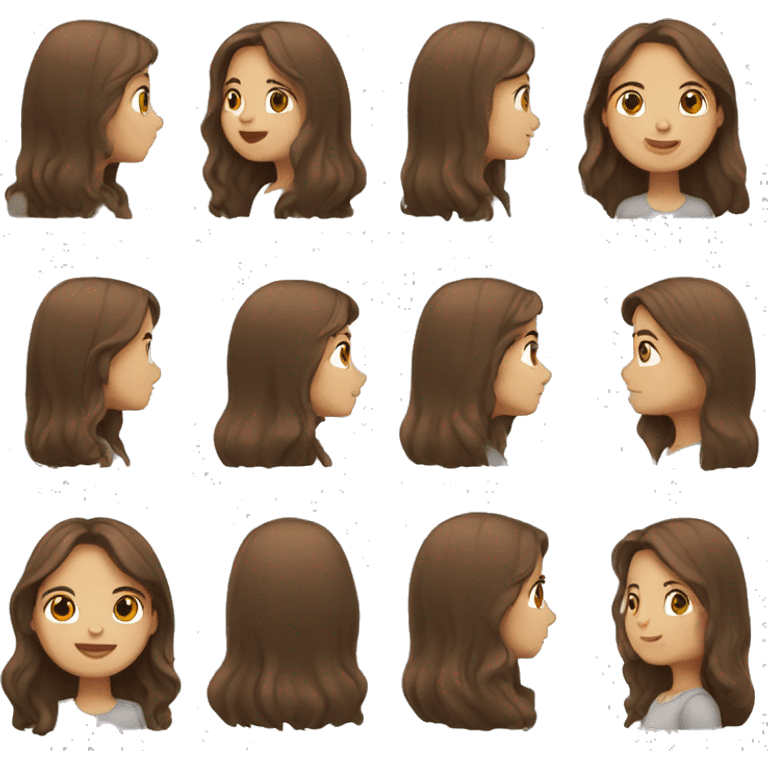 long brown hair girl, light skin emoji