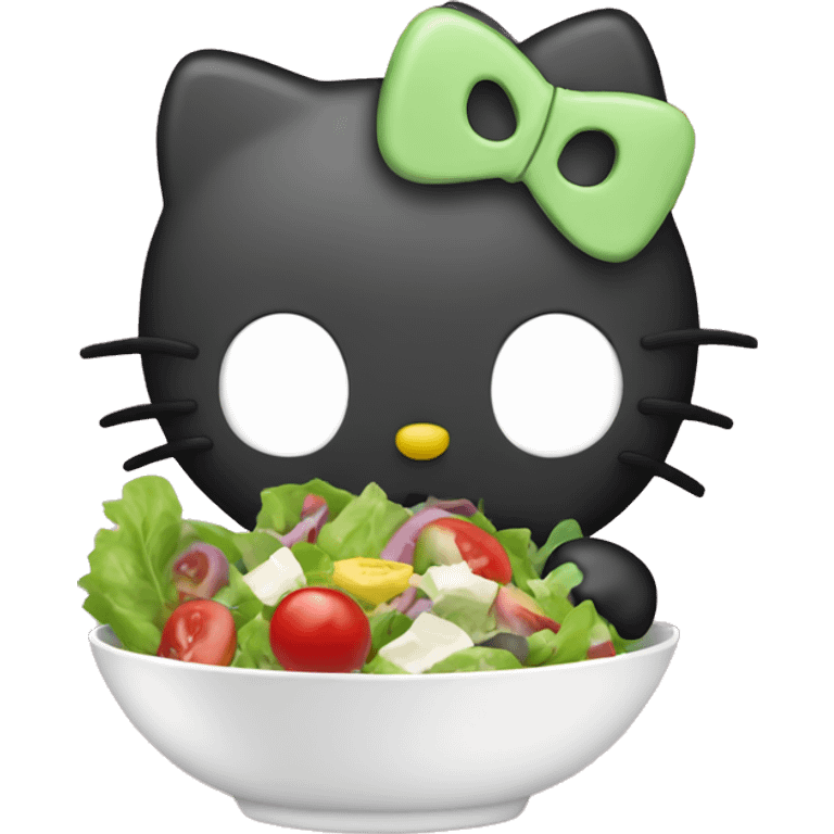 Hello kitty eating a bowl of salad emoji