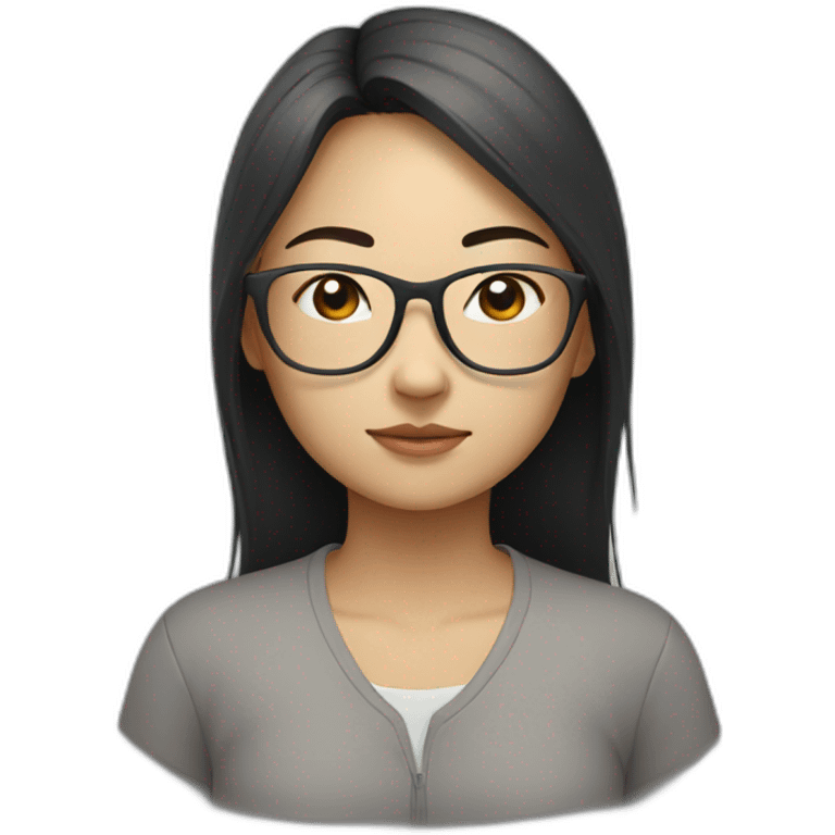 asian girl with glasses meditating emoji