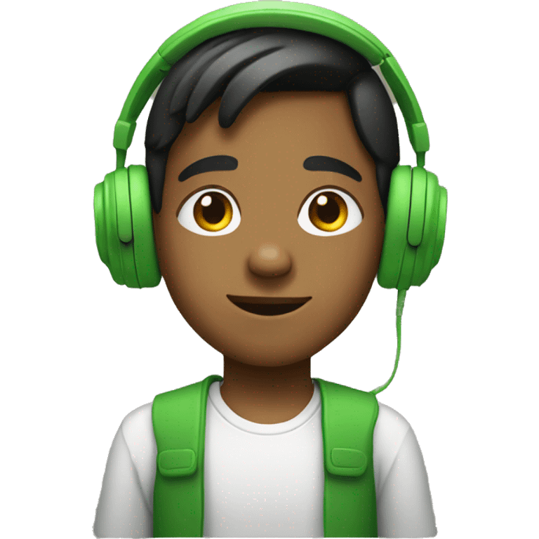 Indian boy with green headphones emoji