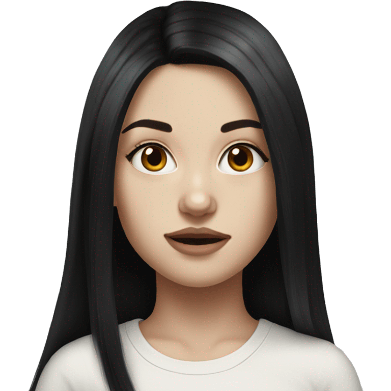 Hyper realism white girl with long black hair emoji