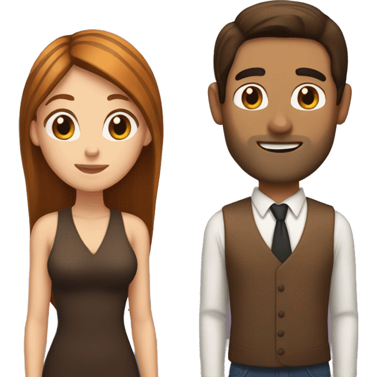 Women with long brown hair and a man with straight brown hair. They are hanging a tiger brown cat emoji