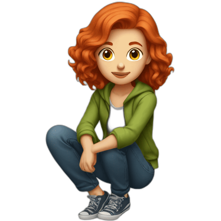 Squatting redhead emoji