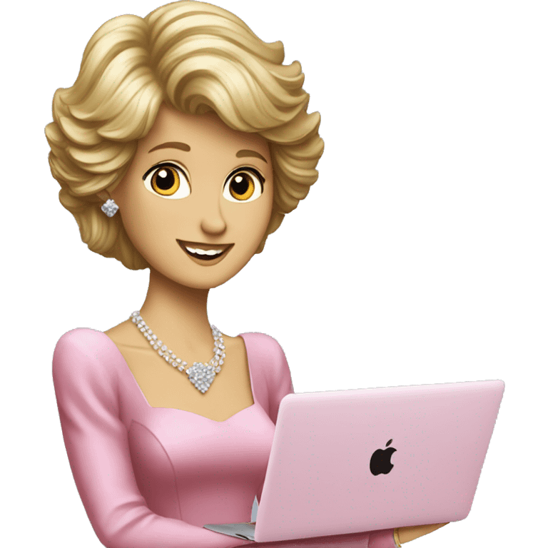 Princess Diana with a macbook emoji