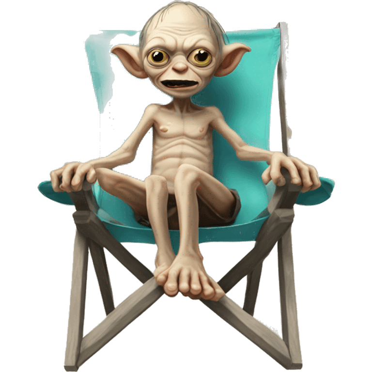 Gollum sitting on a sun chair at the beach emoji