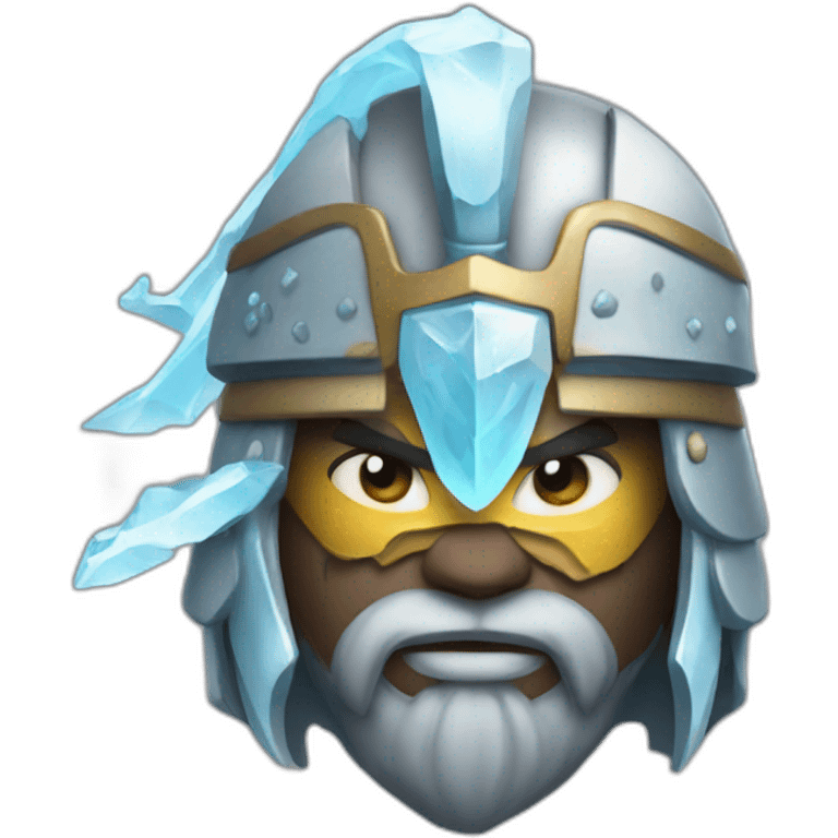 Warrior with sword with an icy head emoji