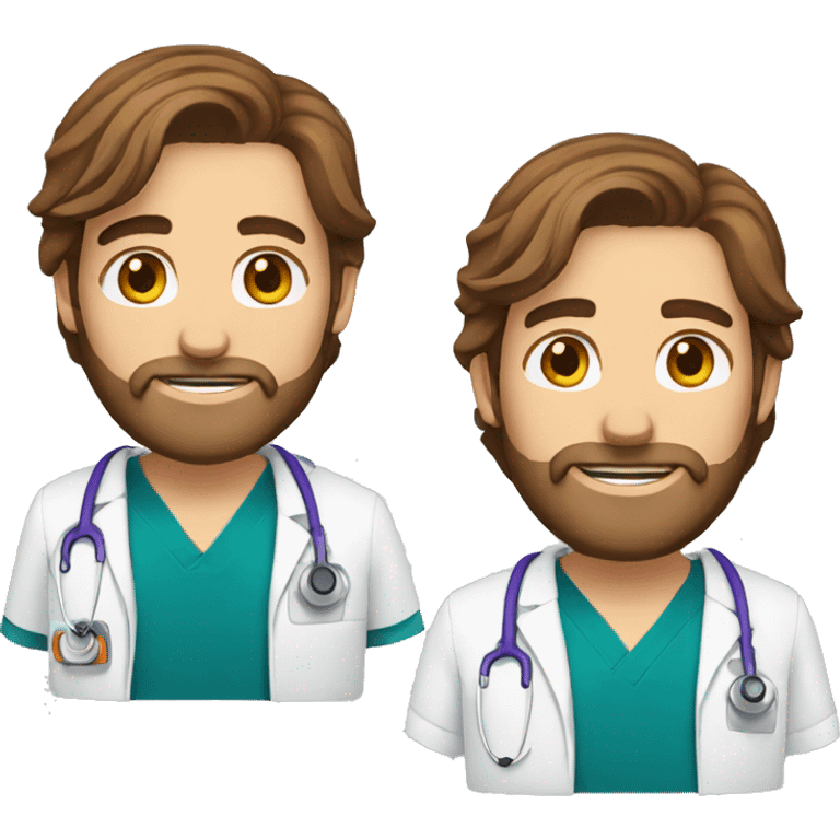 Male nurse long brown hair and beard emoji