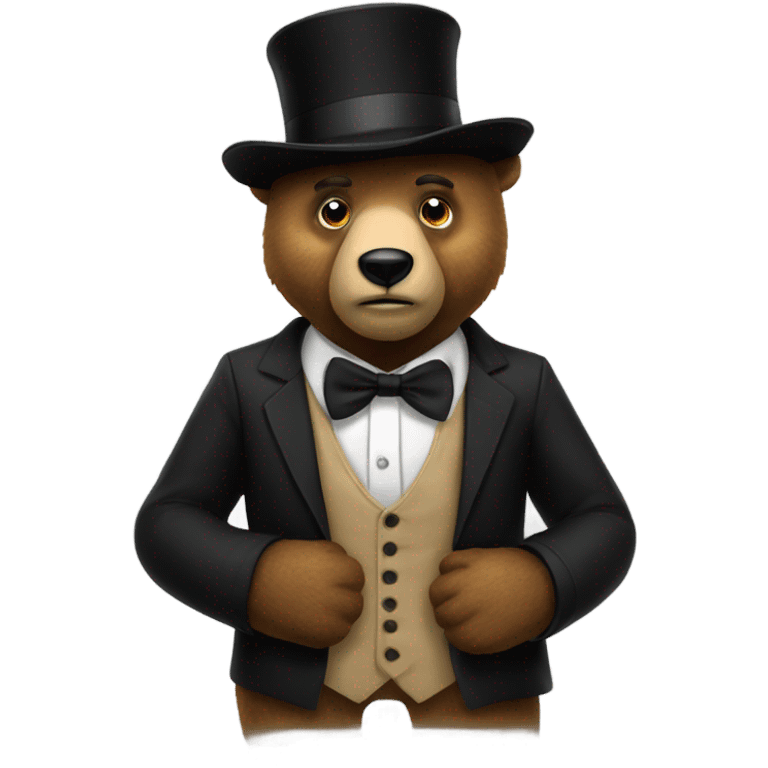 A animatronic bear with a black hat and a black bow tie emoji