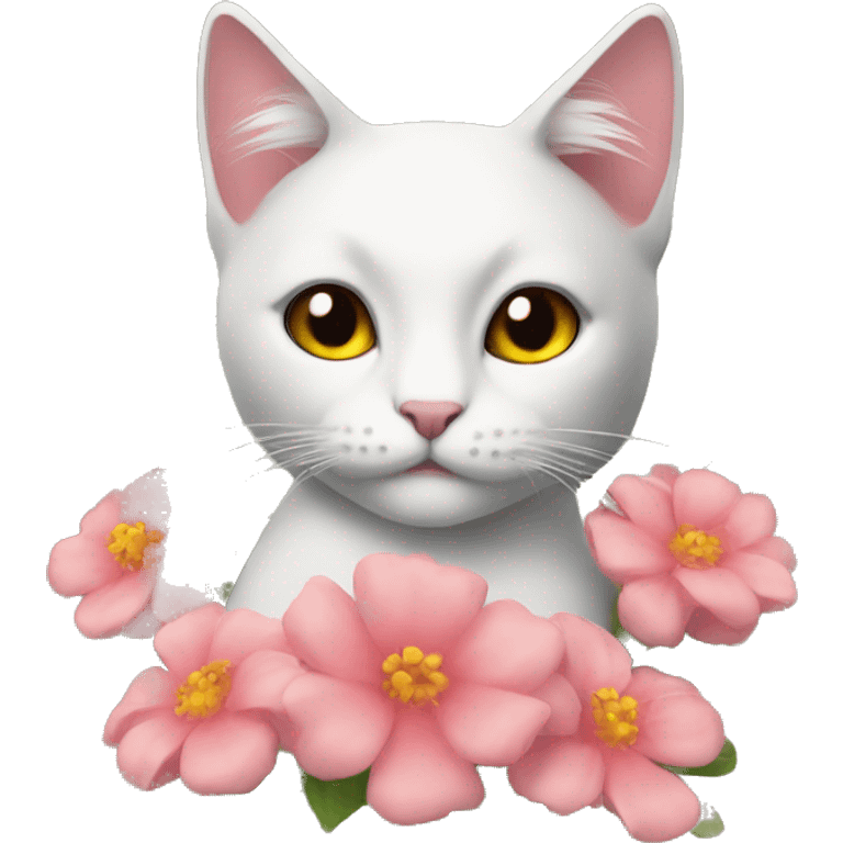 Katze mit Blumen  emoji