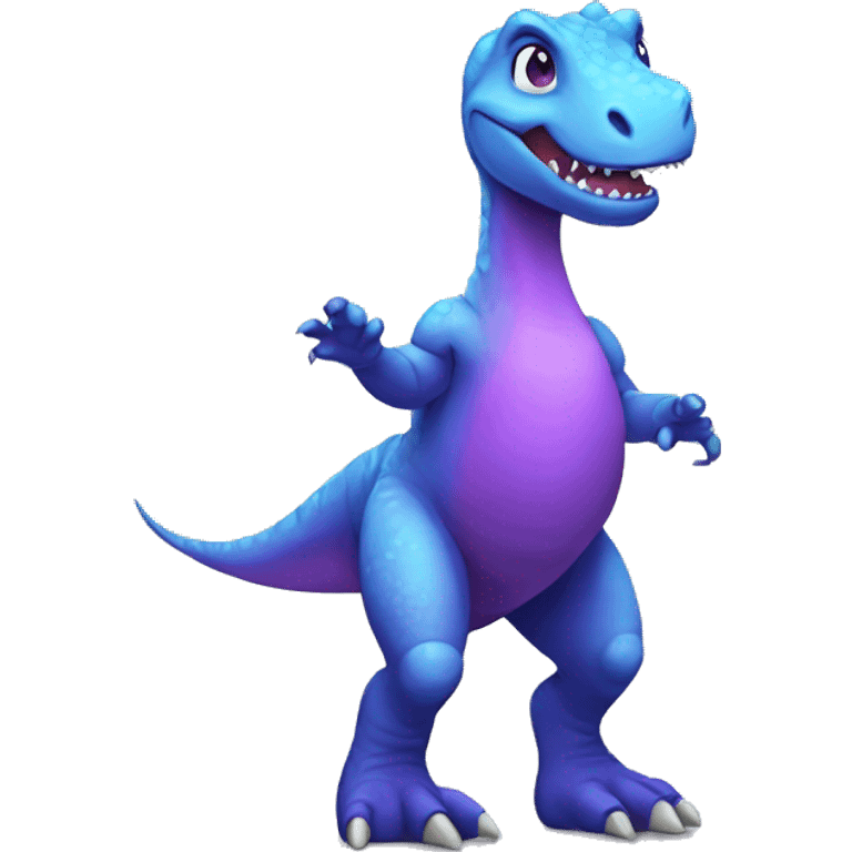 Female full body blue and purple dinosaur emoji