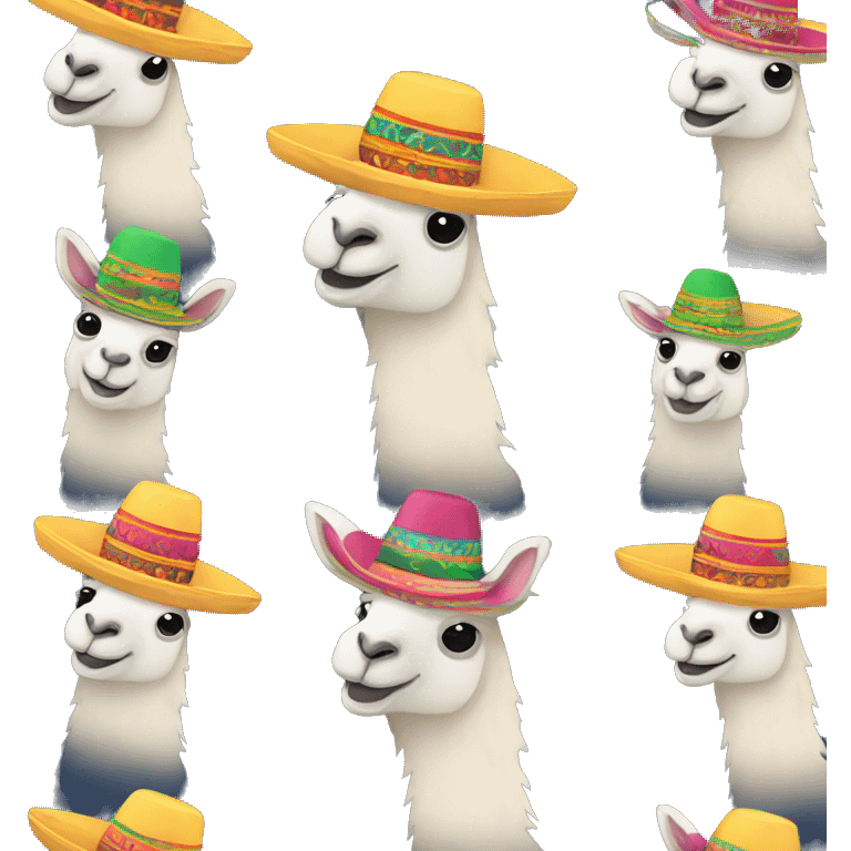 smiling llama with a colorful Mexico hat  emoji