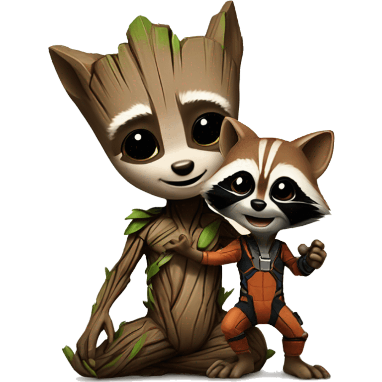 baby groot and rocket racoon emoji