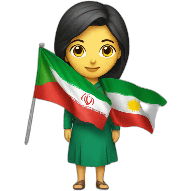 kurdish lady holding iran flag emoji