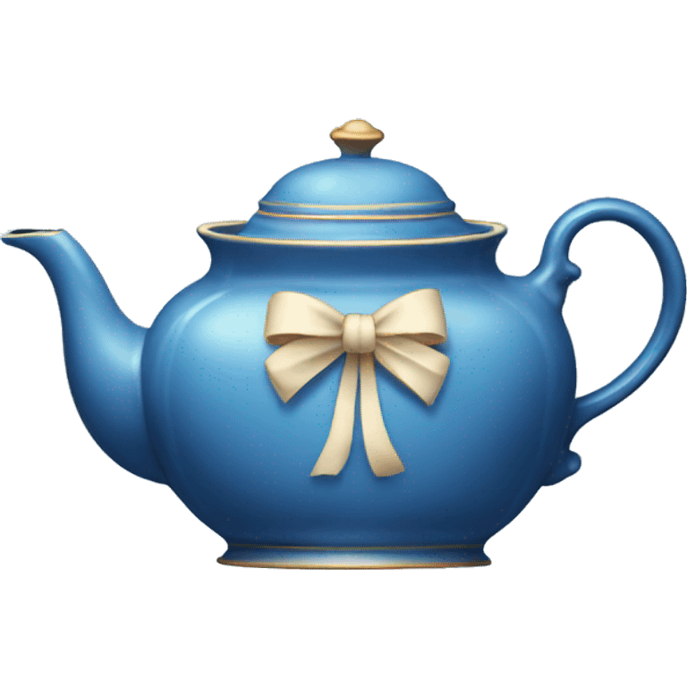 Vintage blue teapot with bows emoji