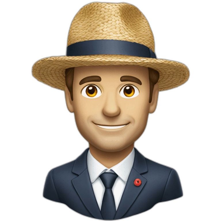 Macron avec un chapeau de paille  emoji