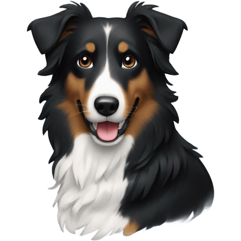 A black collie mix emoji with a white patch on chest emoji