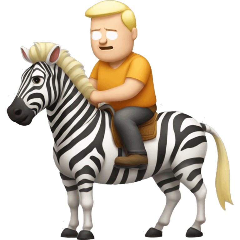 Tired Old overweight blonde man riding a zebra emoji