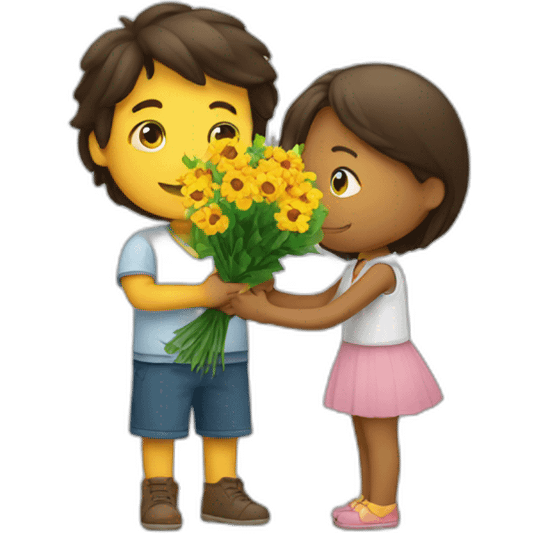 Boy giving flowers to a girl emoji