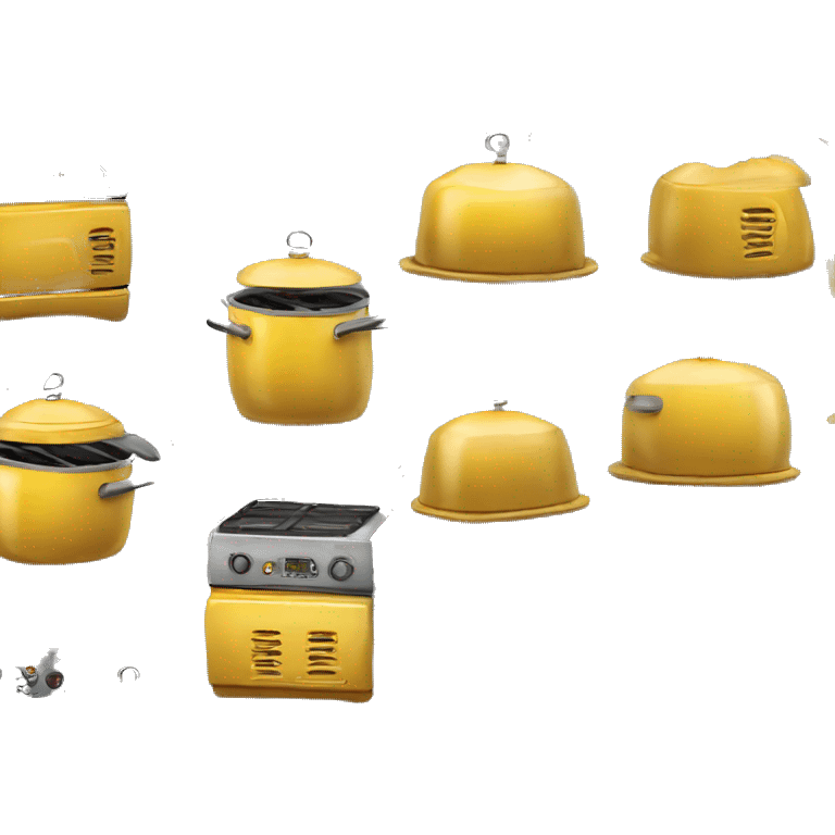 Realistic metallic yellow oven isolated.  emoji