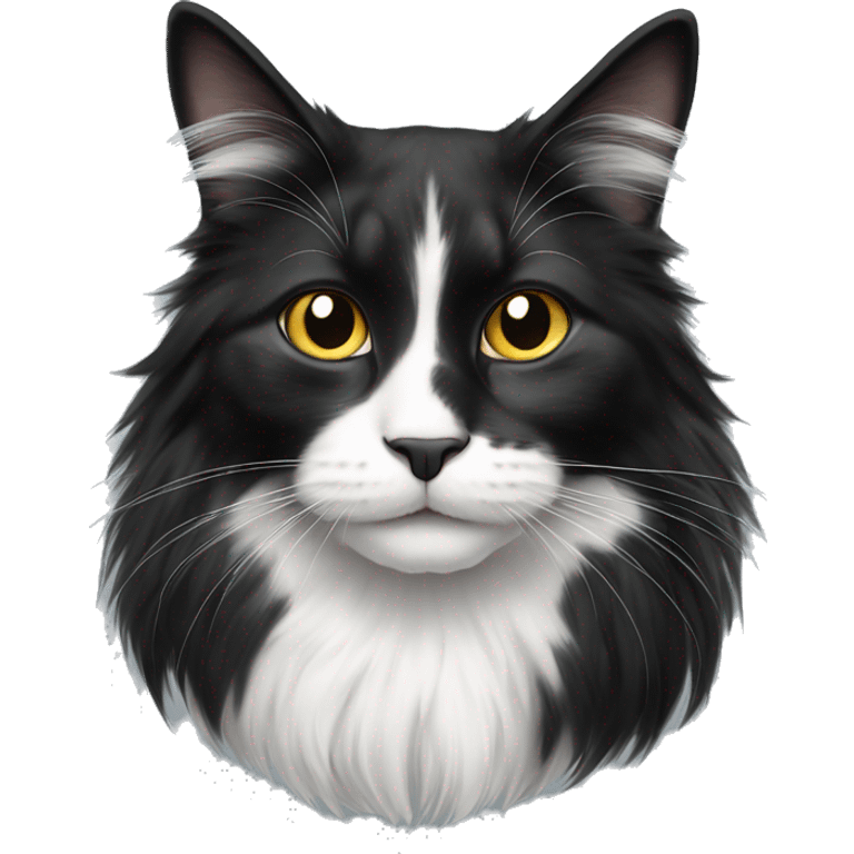 black-and-white cat domestic long-haired emoji