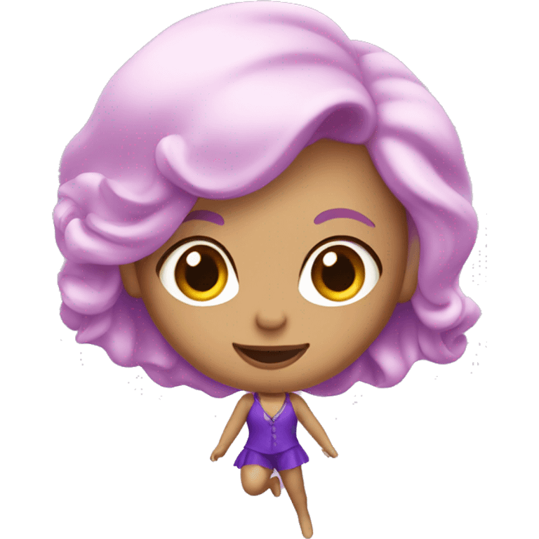 trapeze girl with light pink hair and violet suit emoji